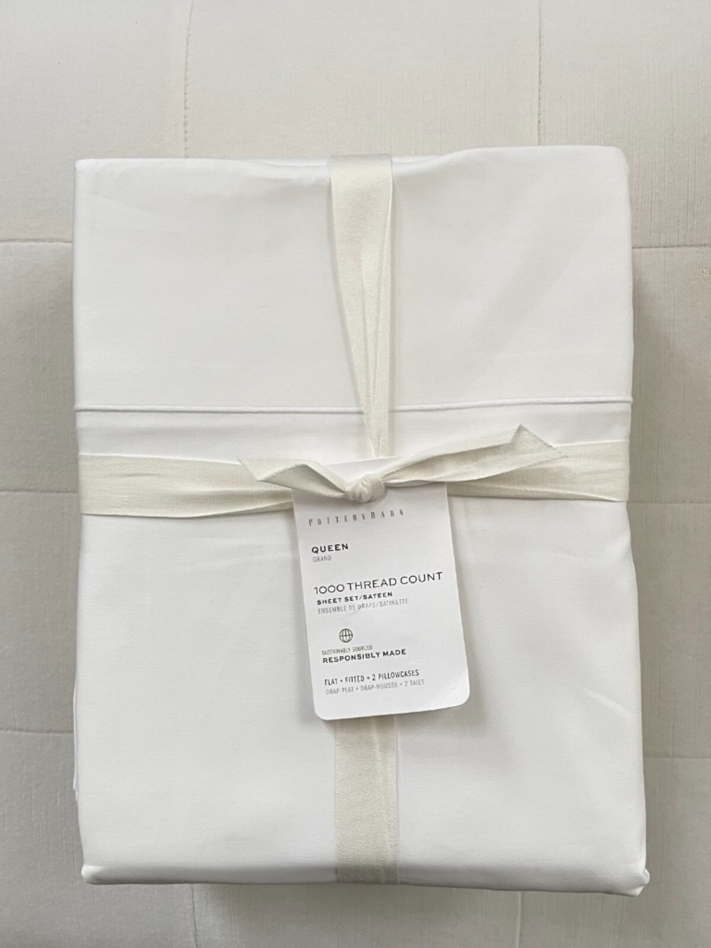 Pottery Barn 1000 THREAD COUNT Sheet Set Queen White Luxurious NWT